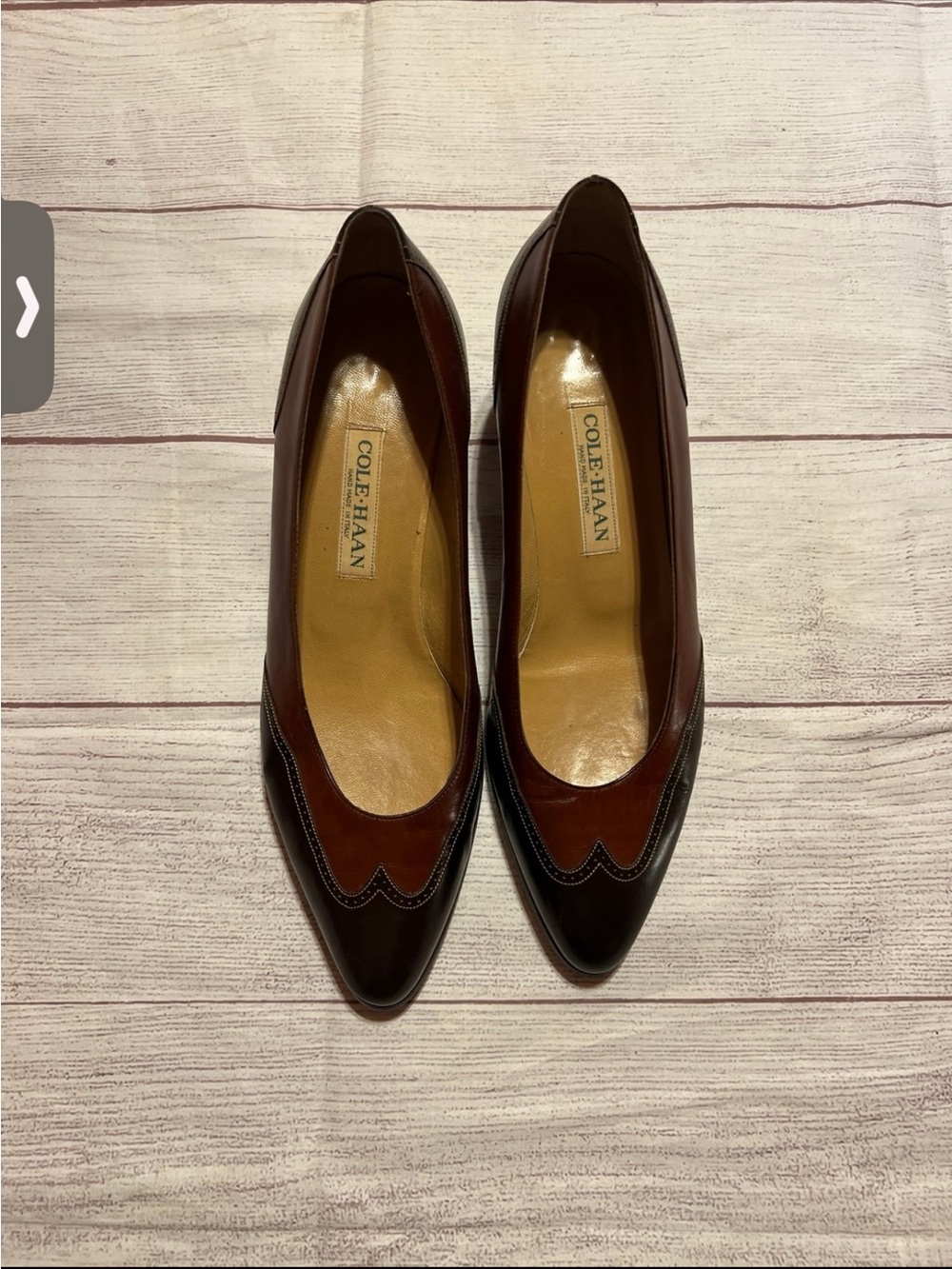 Cole Haan Women's Brown Two-Tone Leather Pointed Toe Pumps size 10
